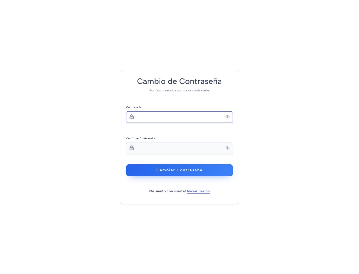Pantalla para cambiar la contrasena